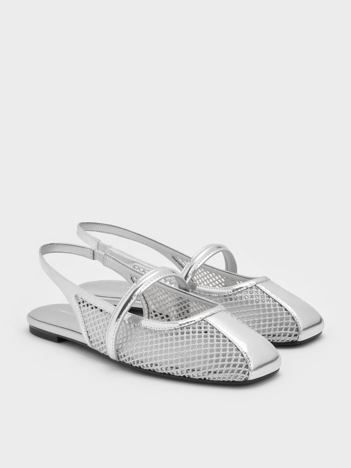 CHARLES & KEITH Smart Buy | Ellory Mesh Slingback Mary Jane Flats - Silver