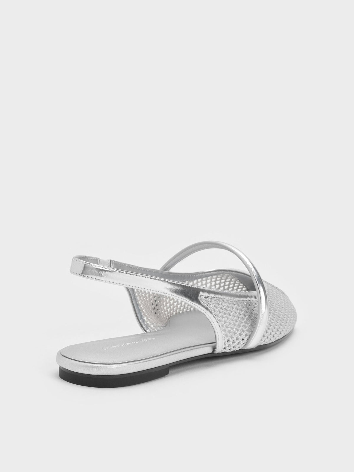 CHARLES & KEITH Smart Buy | Ellory Mesh Slingback Mary Jane Flats - Silver