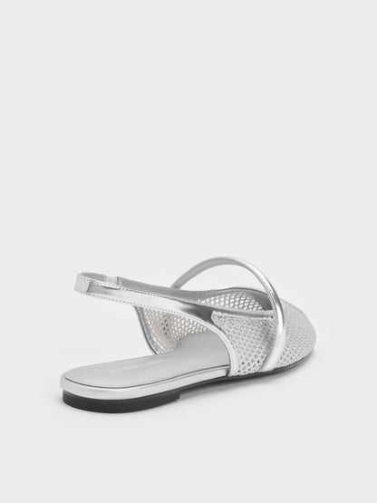 CHARLES & KEITH Smart Buy | Ellory Mesh Slingback Mary Jane Flats - Silver