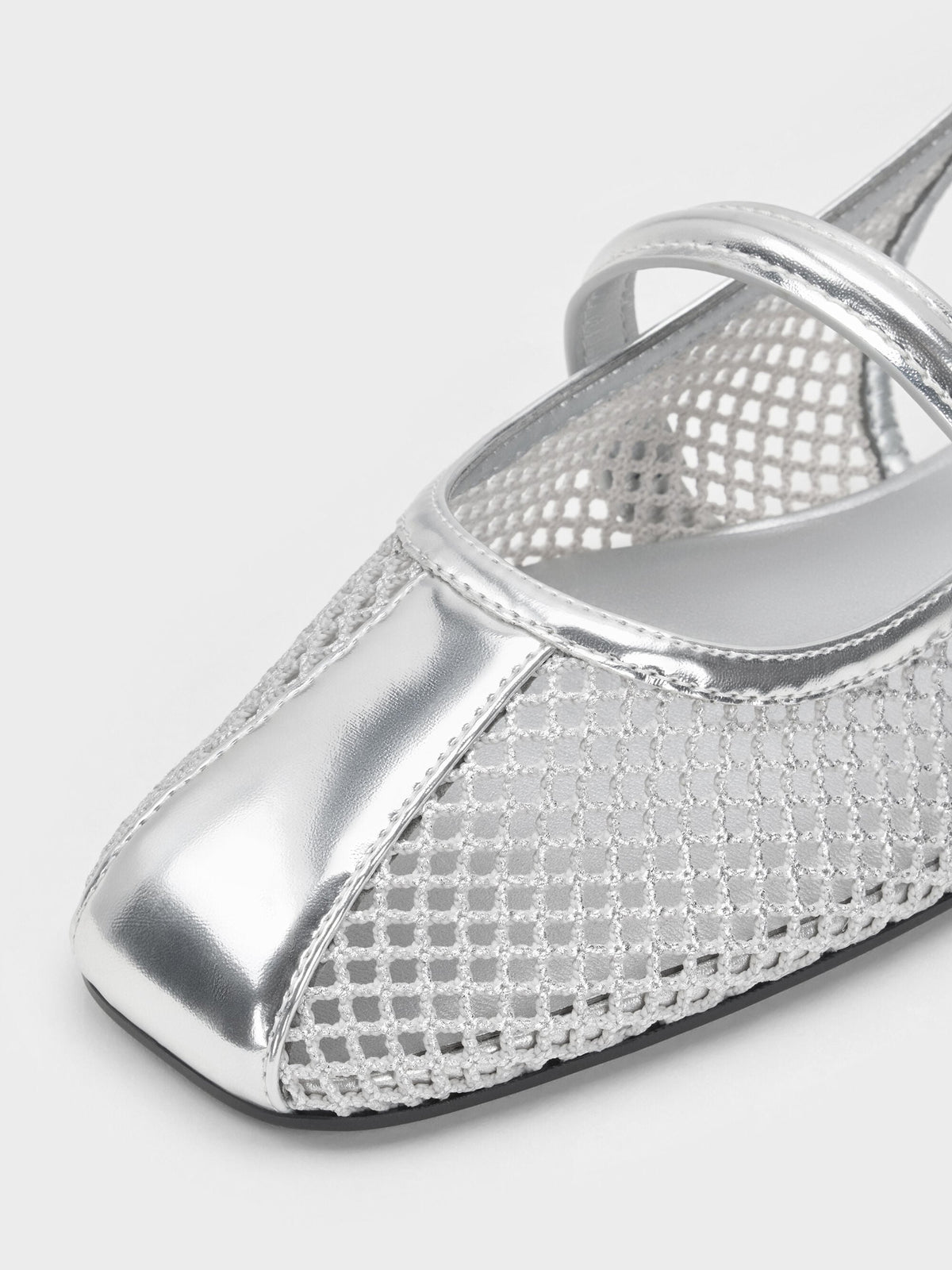 CHARLES & KEITH Smart Buy | Ellory Mesh Slingback Mary Jane Flats - Silver