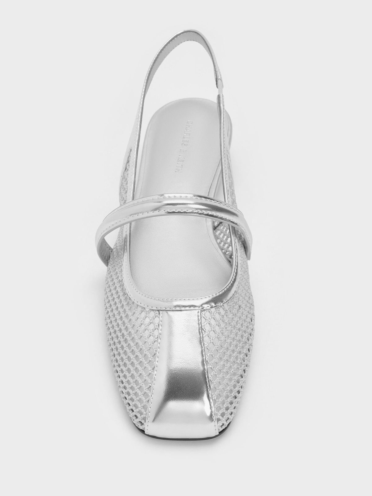 CHARLES & KEITH Smart Buy | Ellory Mesh Slingback Mary Jane Flats - Silver