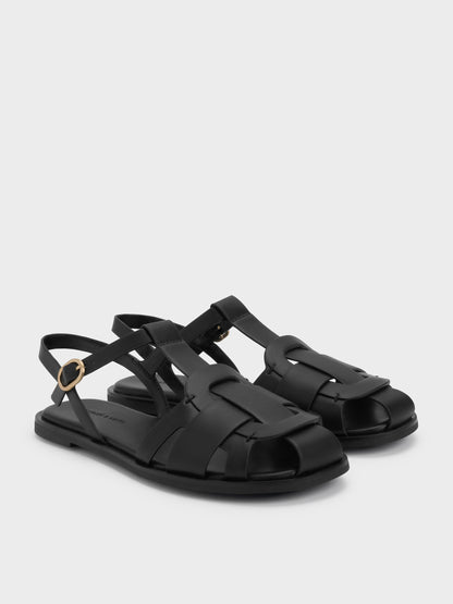 CHARLES & KEITH Recommended | Easley T-Bar Caged Sandals - Black