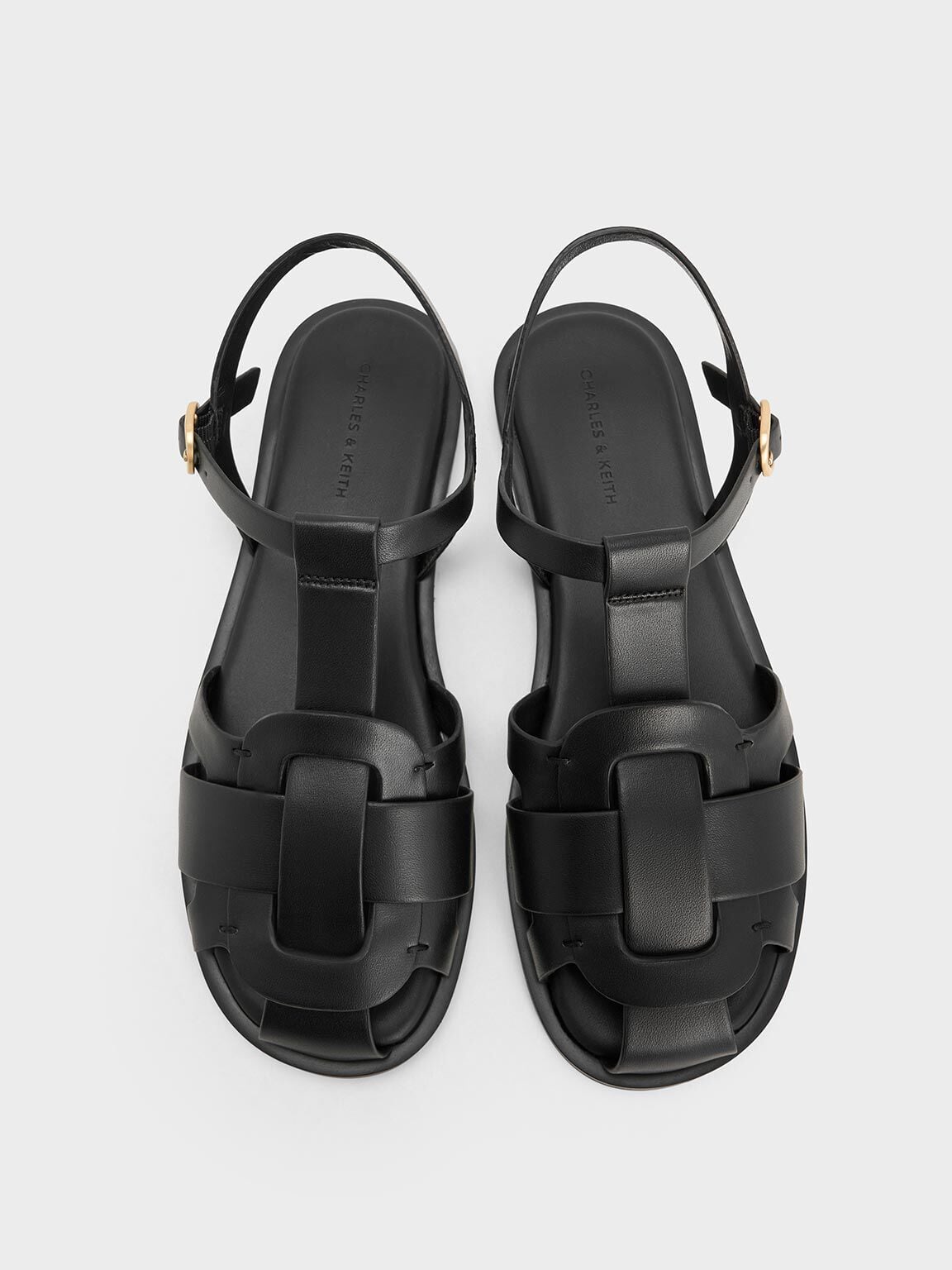 CHARLES & KEITH Recommended | Easley T-Bar Caged Sandals - Black