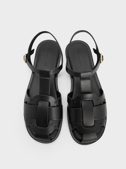 CHARLES & KEITH Recommended | Easley T-Bar Caged Sandals - Black