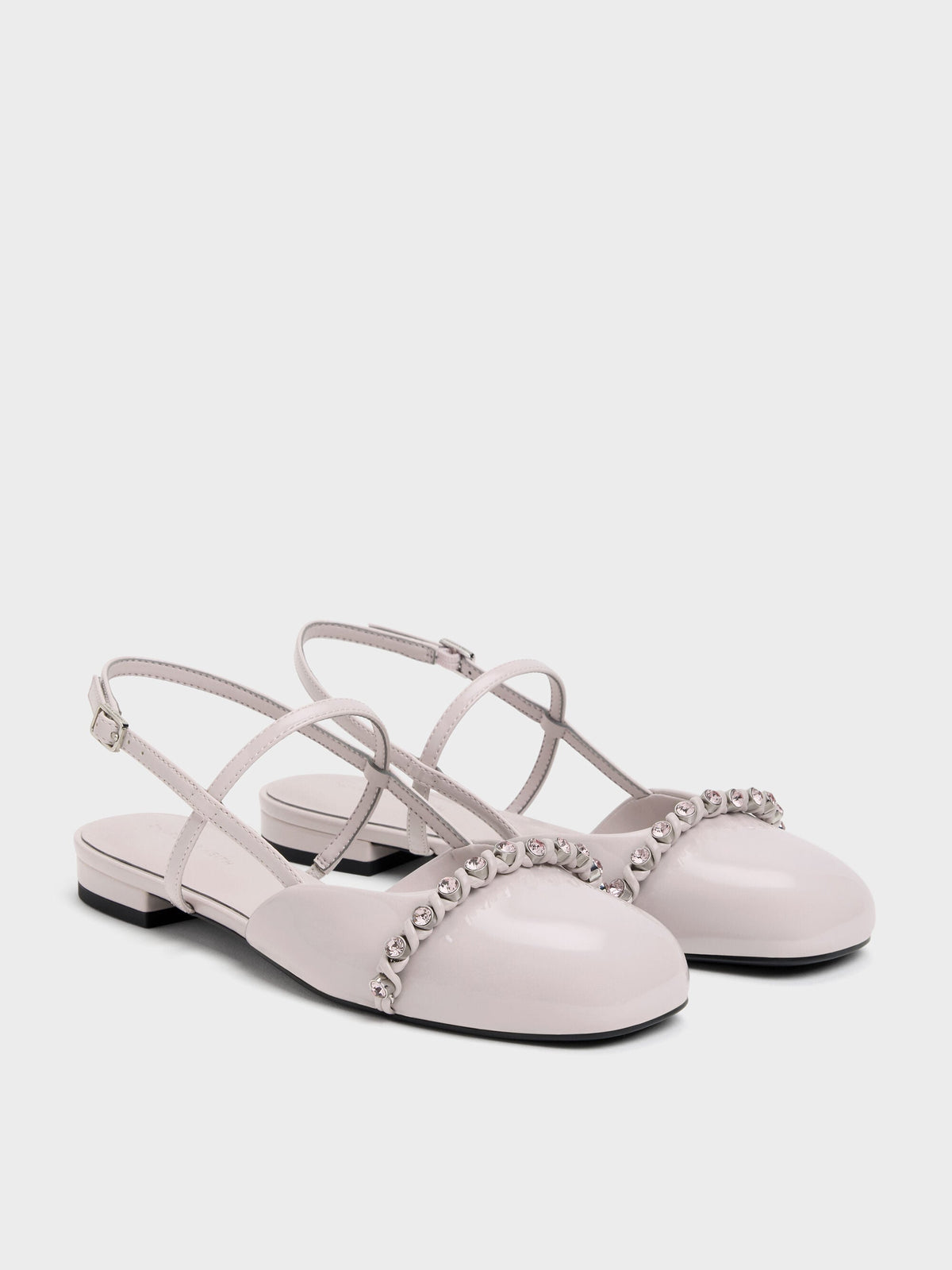 CHARLES & KEITH Customer Favorite | Patent Crystal Slingback Flats - Lilac