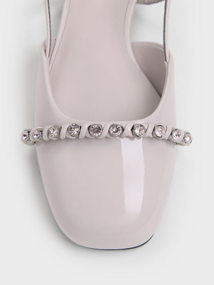 CHARLES & KEITH Customer Favorite | Patent Crystal Slingback Flats - Lilac