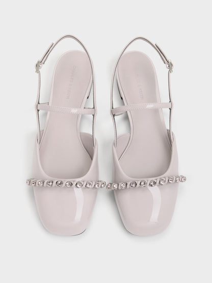 CHARLES & KEITH Customer Favorite | Patent Crystal Slingback Flats - Lilac