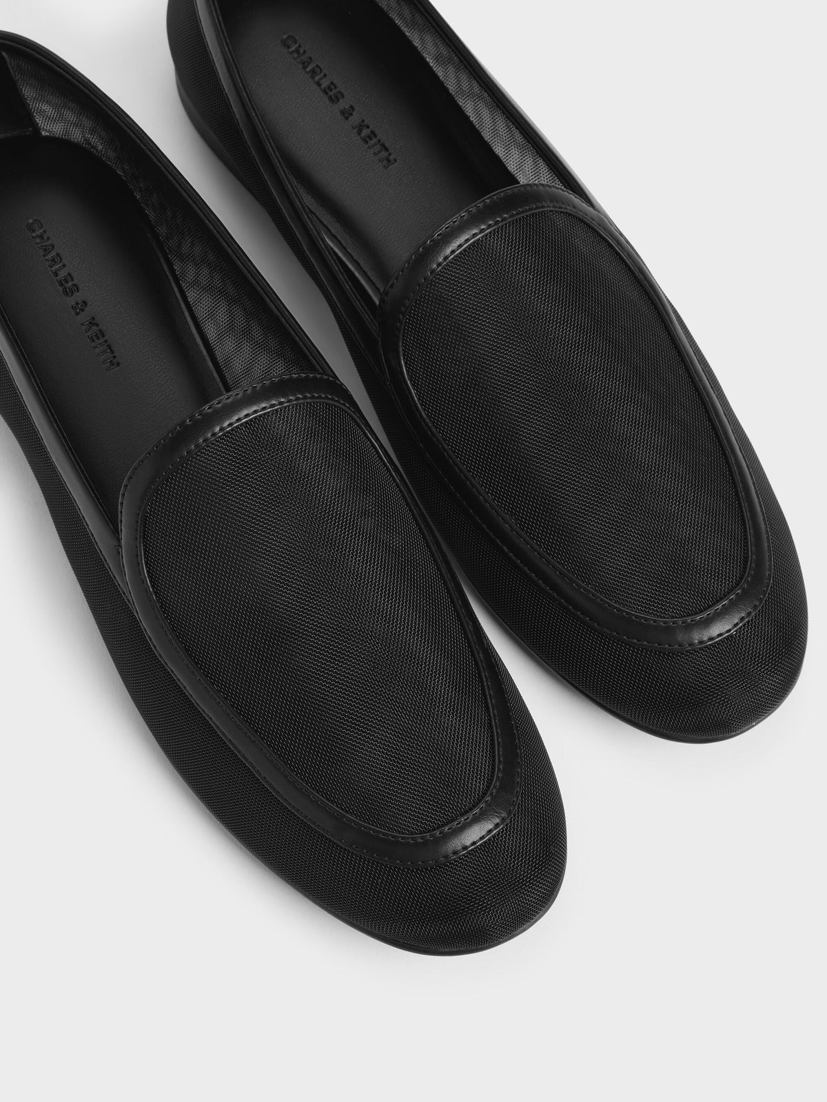 CHARLES & KEITH Quality | Mackie Mesh Loafers - Black Textured