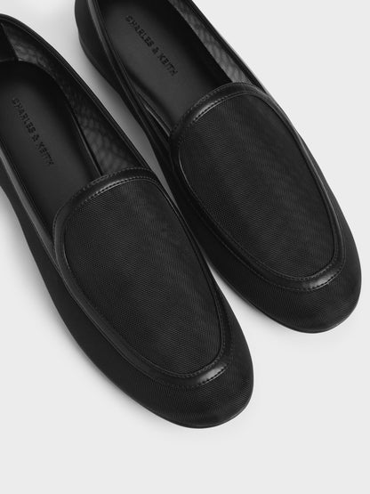 CHARLES & KEITH Quality | Mackie Mesh Loafers - Black Textured