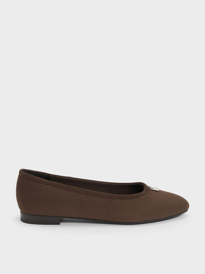 CHARLES & KEITH Great Value | Griselda Faux Suede Ballet Flats - Dark Brown Textured