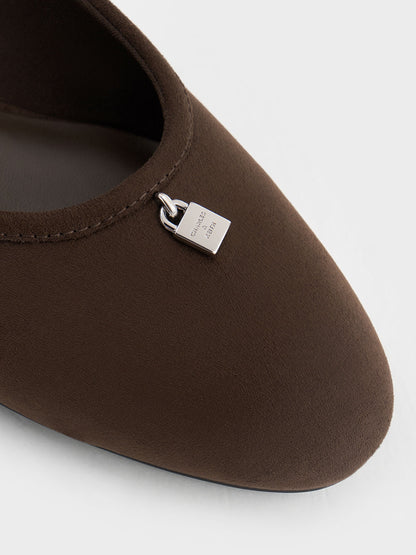 CHARLES & KEITH Great Value | Griselda Faux Suede Ballet Flats - Dark Brown Textured