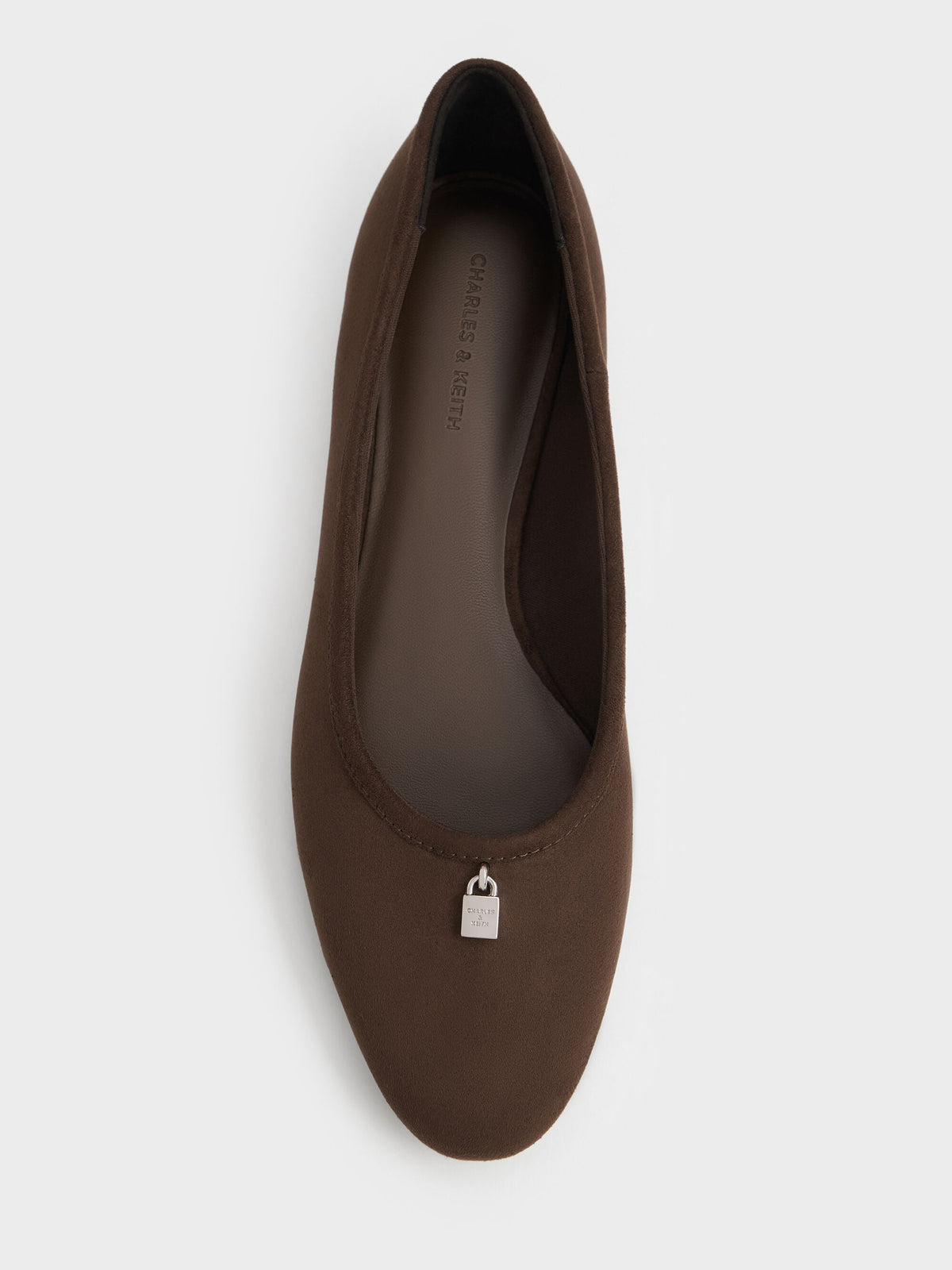 CHARLES & KEITH Great Value | Griselda Faux Suede Ballet Flats - Dark Brown Textured