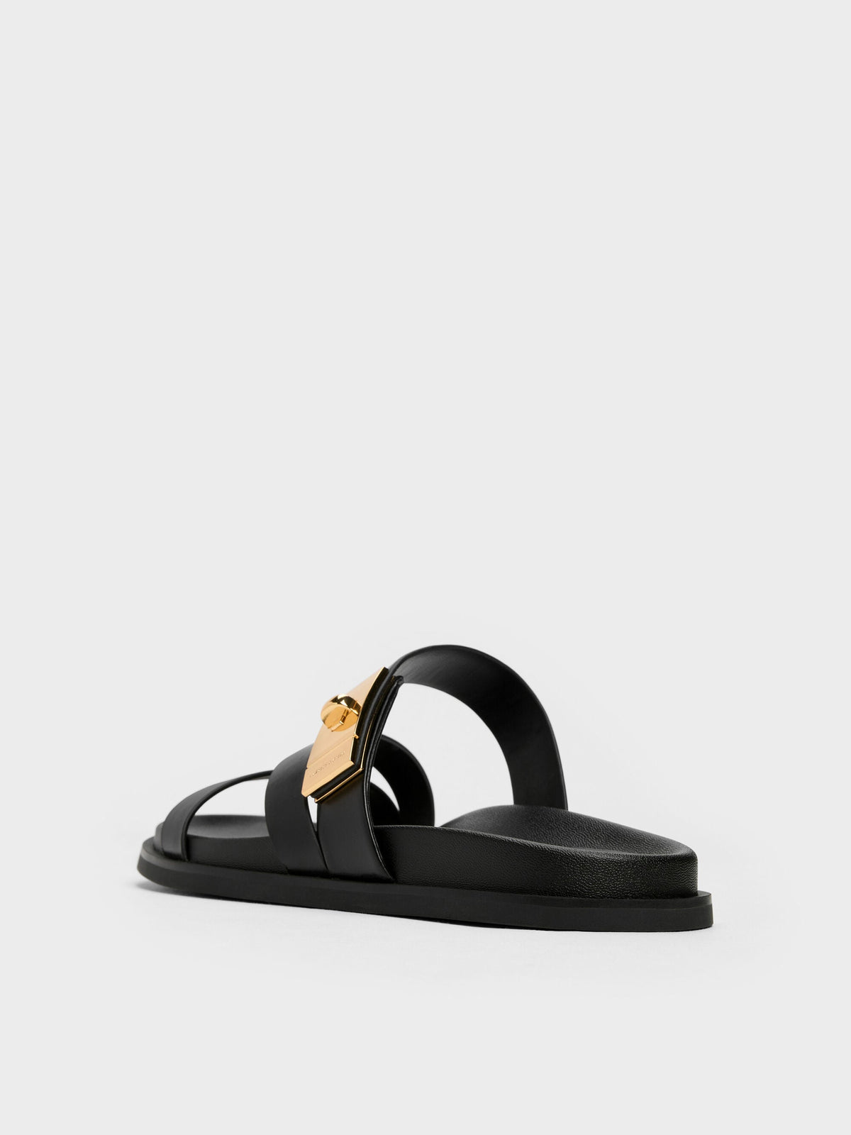 CHARLES & KEITH Quality | Aelin Metallic-Buckle Strappy Sandals - Black