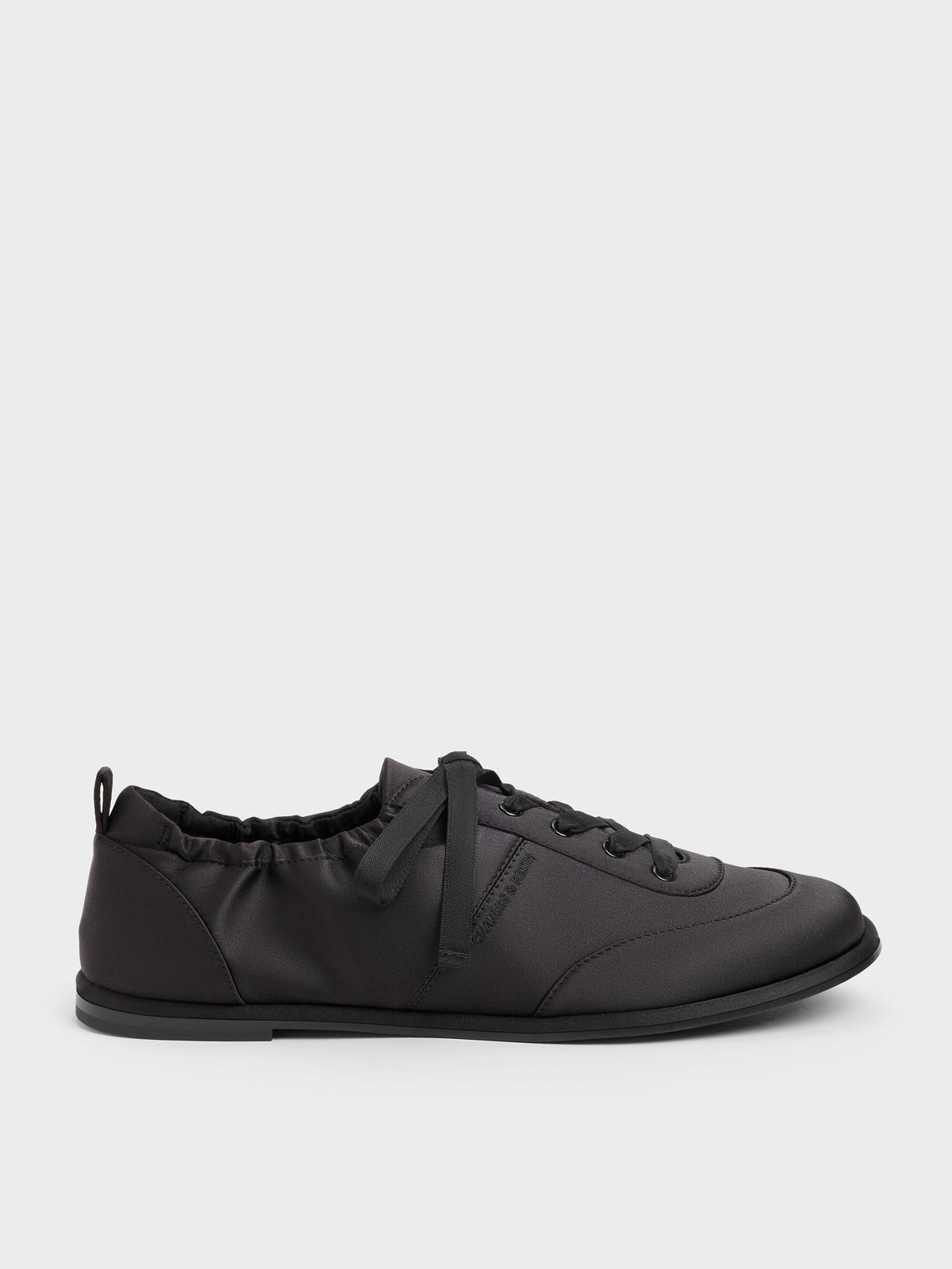CHARLES & KEITH Quality | Satin Ruched Sneakers - Black Textured
