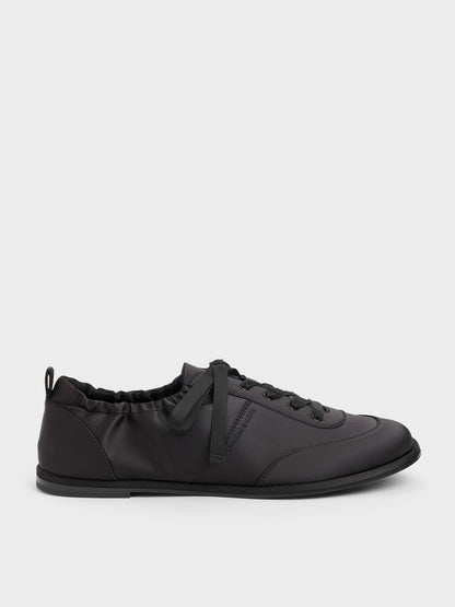 CHARLES & KEITH Quality | Satin Ruched Sneakers - Black Textured