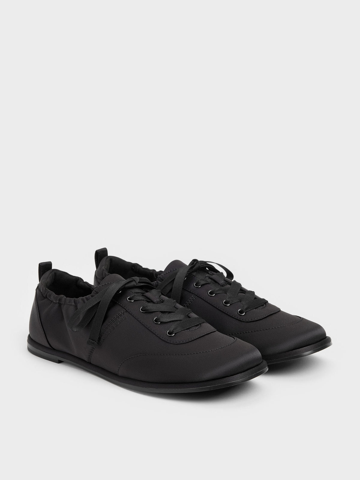 CHARLES & KEITH Quality | Satin Ruched Sneakers - Black Textured