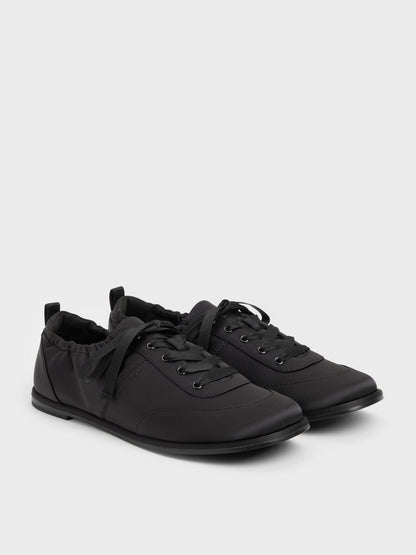 CHARLES & KEITH Quality | Satin Ruched Sneakers - Black Textured