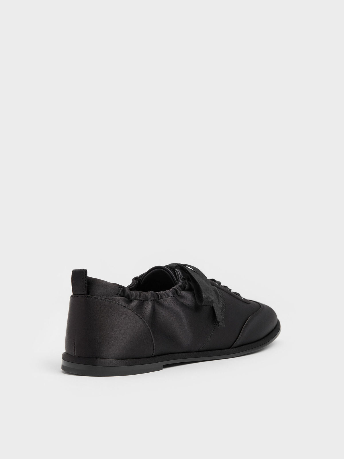CHARLES & KEITH Quality | Satin Ruched Sneakers - Black Textured