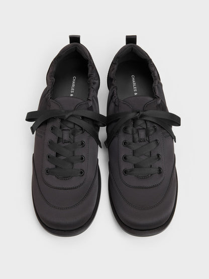 CHARLES & KEITH Quality | Satin Ruched Sneakers - Black Textured