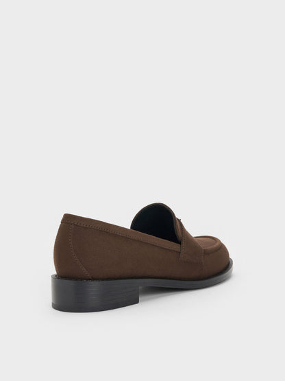 CHARLES & KEITH Customer Favorite | Griselda Faux Suede Loafers - Dark Brown Textured
