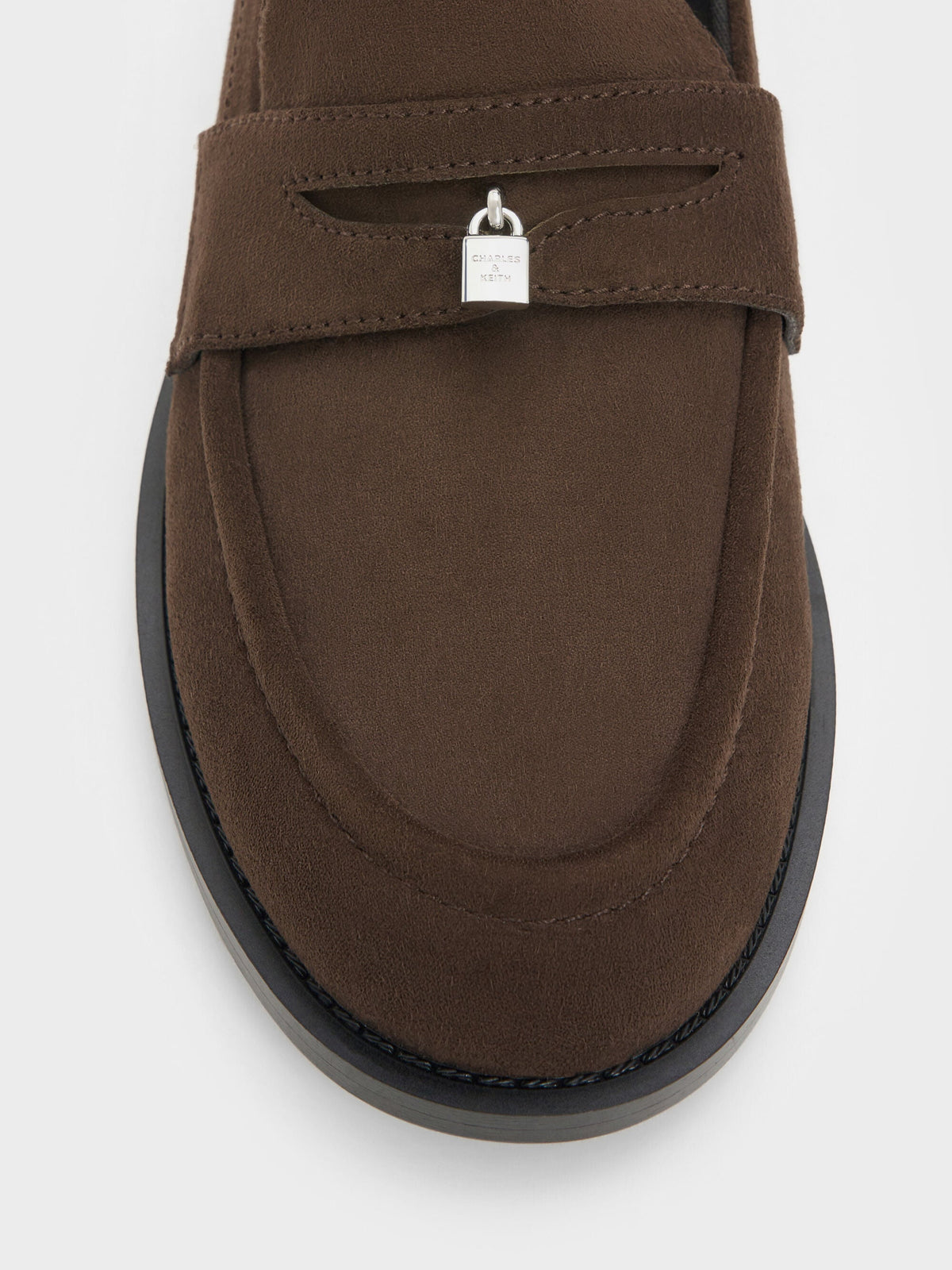 CHARLES & KEITH Customer Favorite | Griselda Faux Suede Loafers - Dark Brown Textured