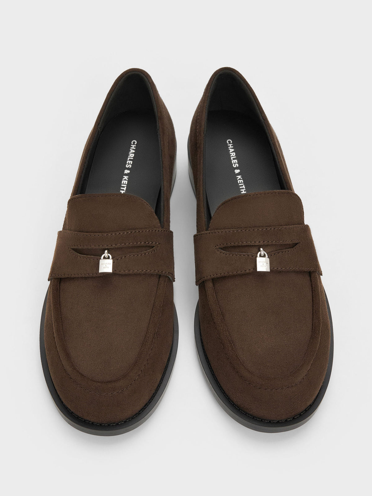 CHARLES & KEITH Customer Favorite | Griselda Faux Suede Loafers - Dark Brown Textured