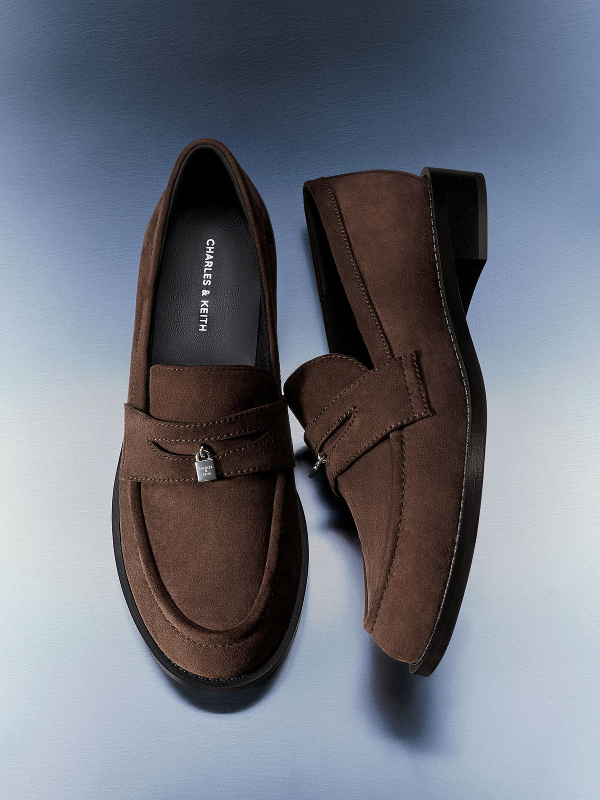 CHARLES & KEITH Customer Favorite | Griselda Faux Suede Loafers - Dark Brown Textured