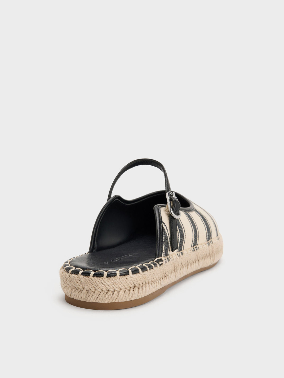 CHARLES & KEITH New | Striped Mary Jane Espadrille Mules - Black Textured