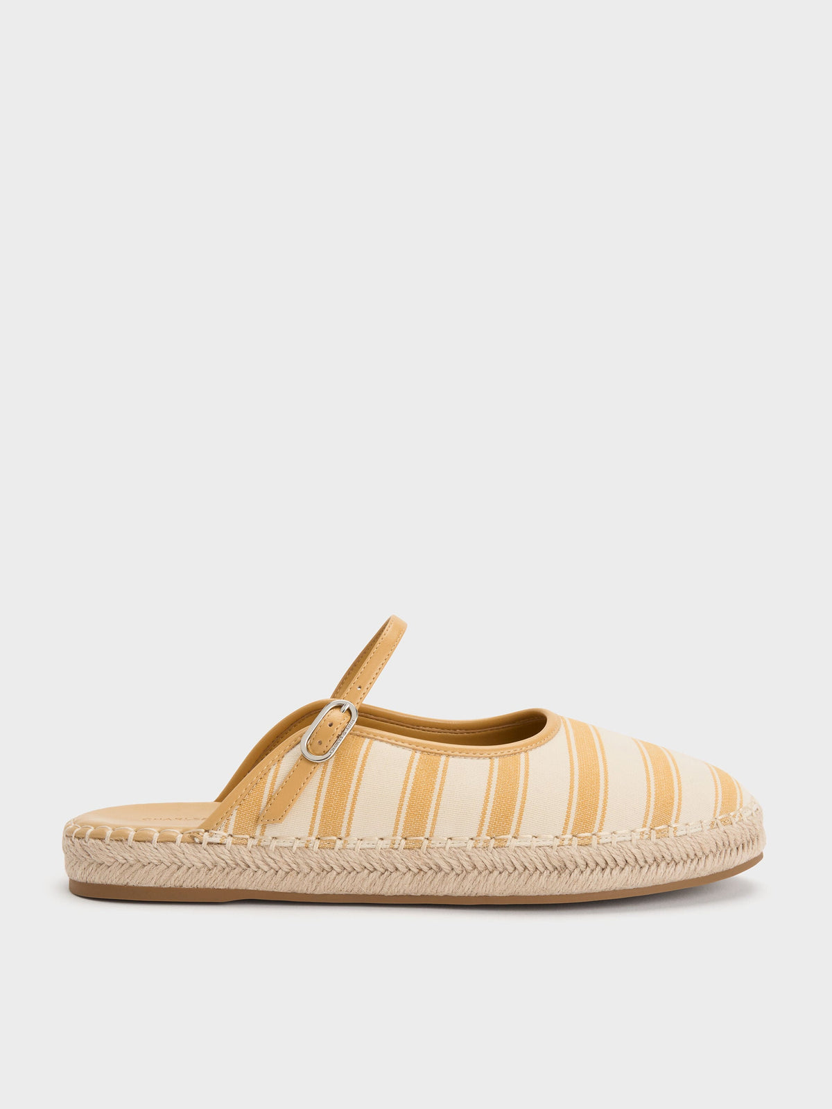 CHARLES & KEITH Quality | Striped Mary Jane Espadrille Mules - Yellow