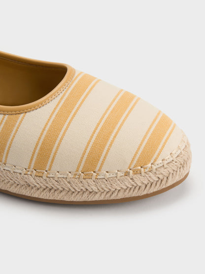 CHARLES & KEITH Quality | Striped Mary Jane Espadrille Mules - Yellow