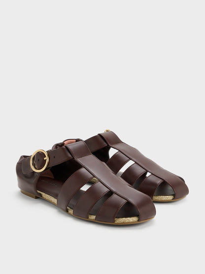 CHARLES & KEITH Signature | Caged Flat Espadrilles - Maroon