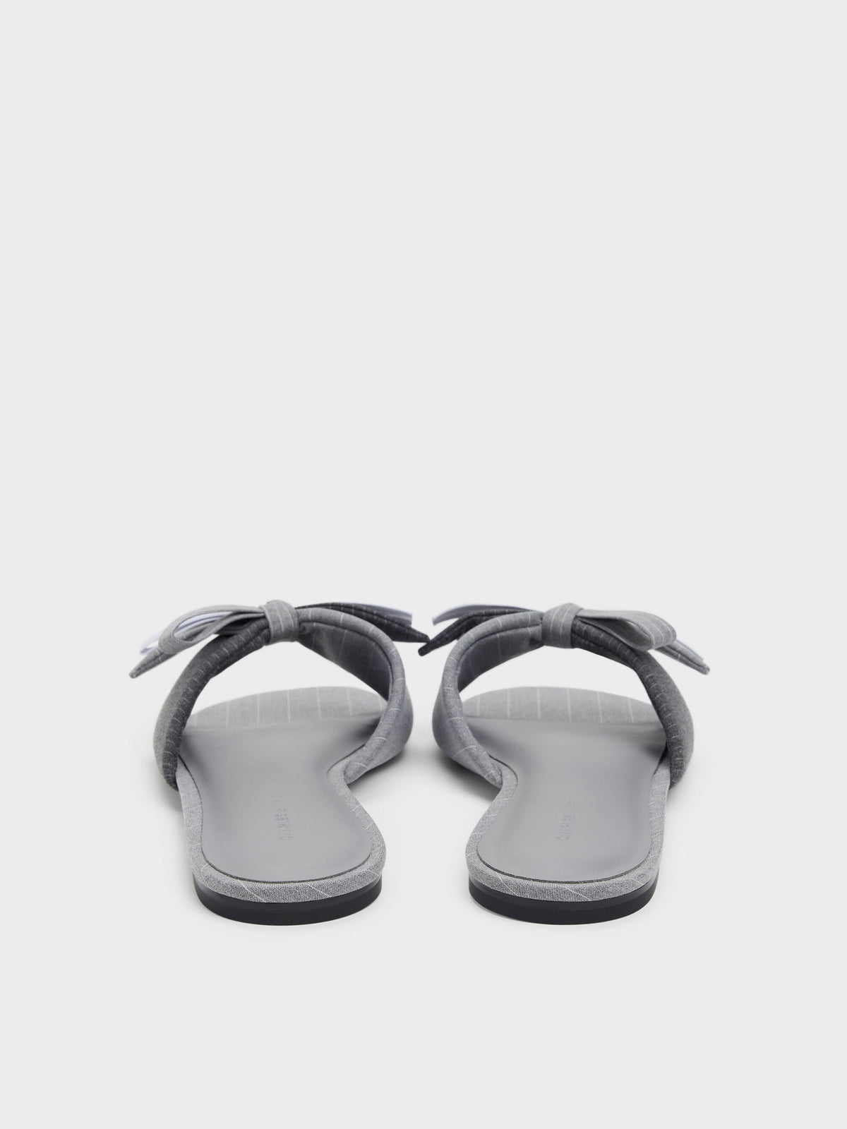 CHARLES & KEITH Popular | Striped Bow Slide Sandals - Grey