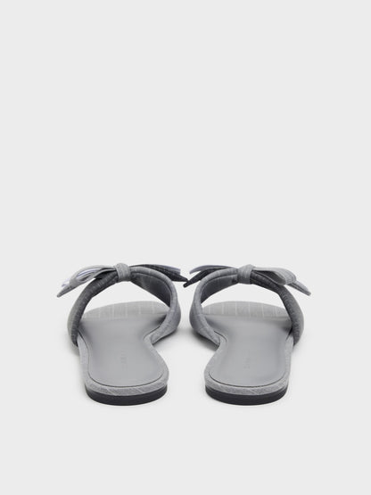 CHARLES & KEITH Popular | Striped Bow Slide Sandals - Grey