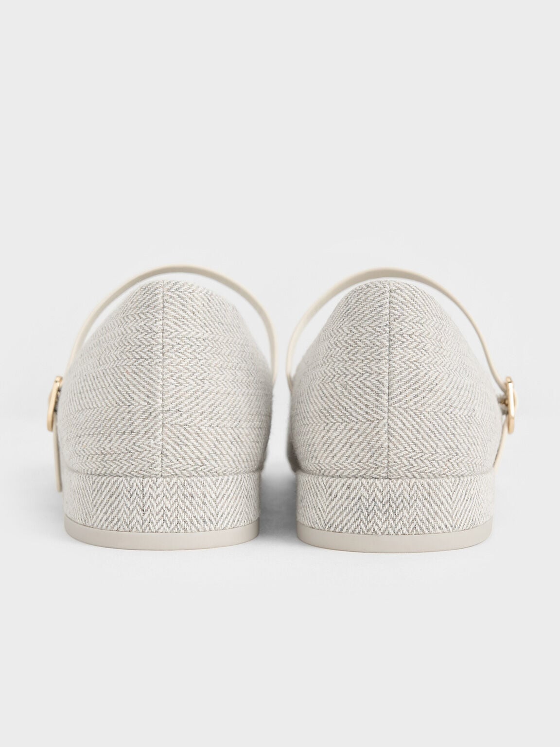 CHARLES & KEITH Trending | Gertrude Tweed Mary Janes - Light Grey