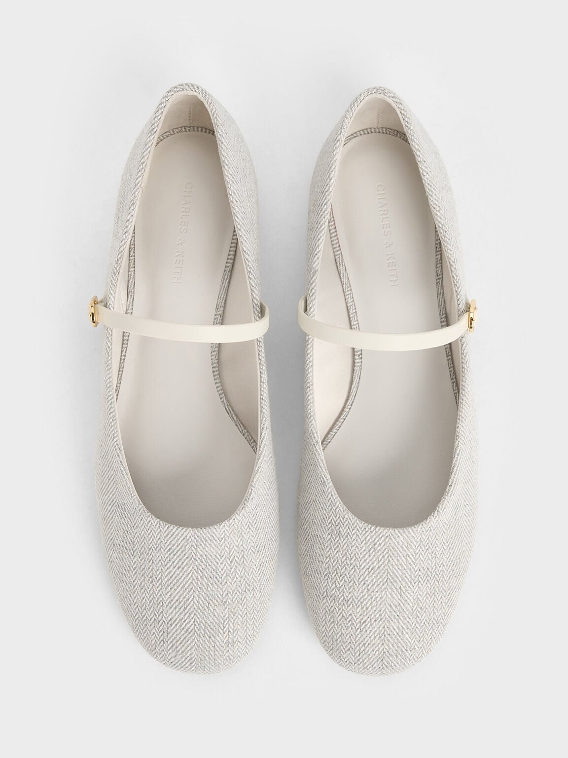 CHARLES & KEITH Trending | Gertrude Tweed Mary Janes - Light Grey