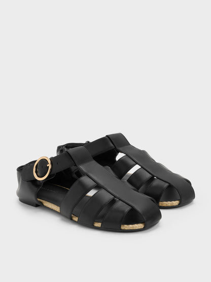 CHARLES & KEITH Value | Caged Flat Espadrilles - Black