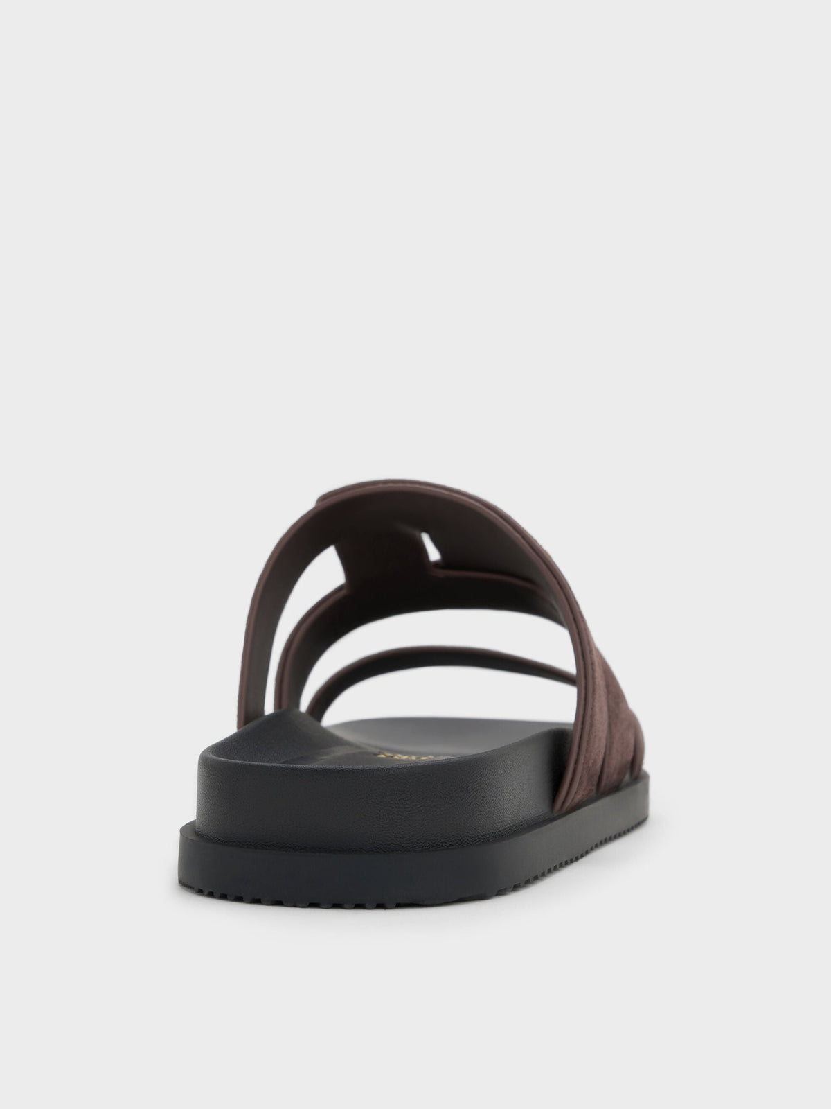 CHARLES & KEITH Smart Buy | Petina Suede Flatform Sandals - Dark Brown Textured