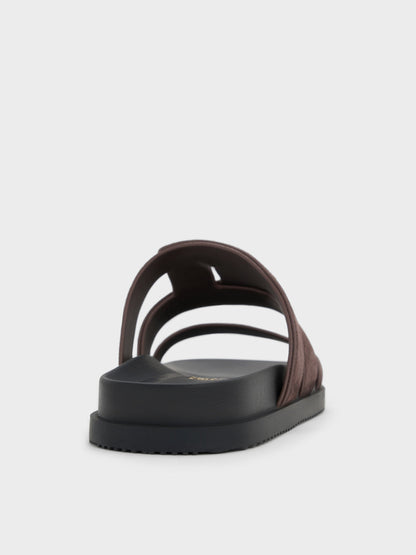 CHARLES & KEITH Smart Buy | Petina Suede Flatform Sandals - Dark Brown Textured