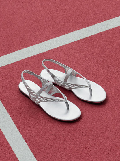CHARLES & KEITH Best Seller | Ellory Mesh Thong Slingback Sandals - Silver