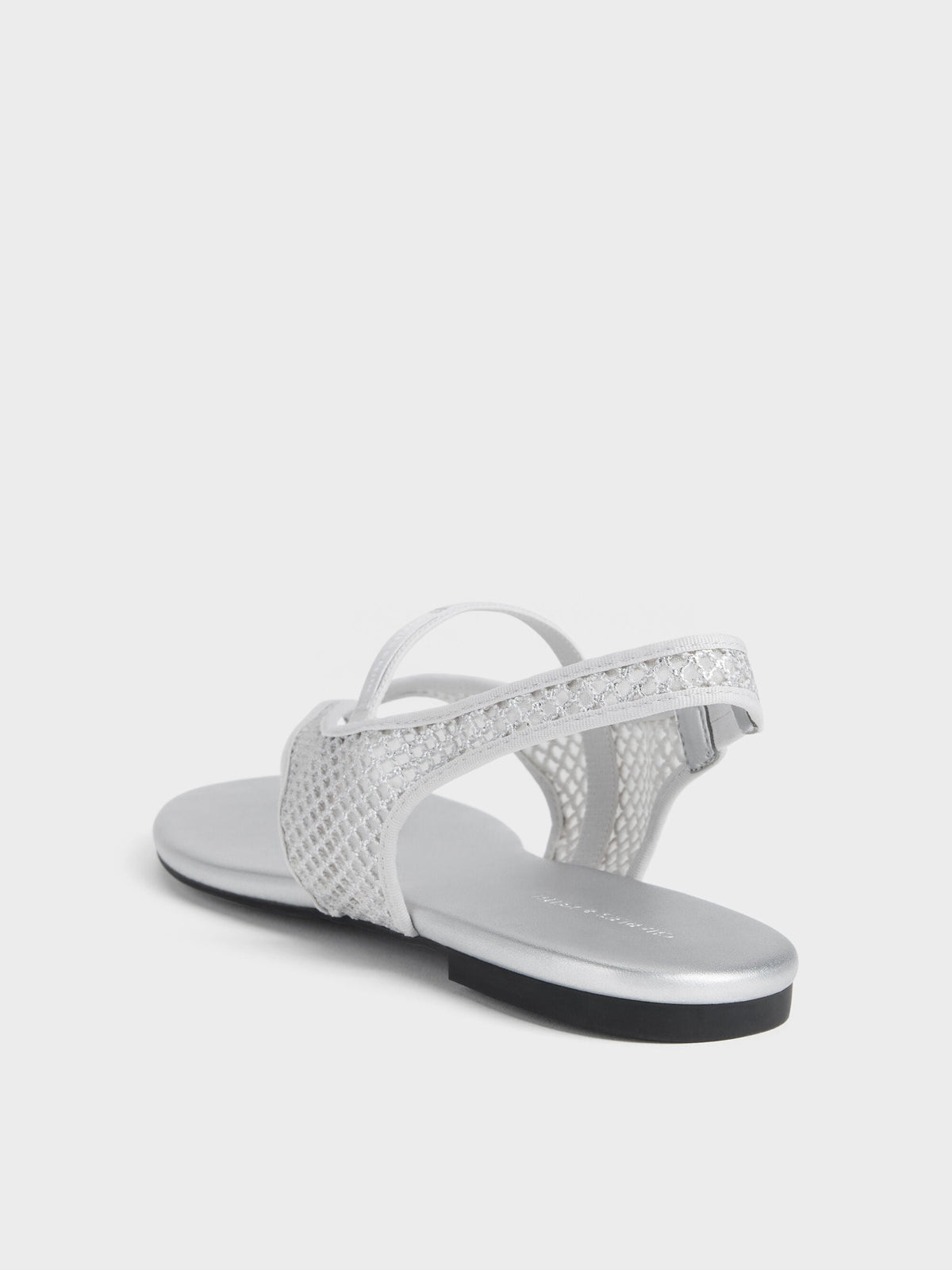 CHARLES & KEITH Best Seller | Ellory Mesh Thong Slingback Sandals - Silver