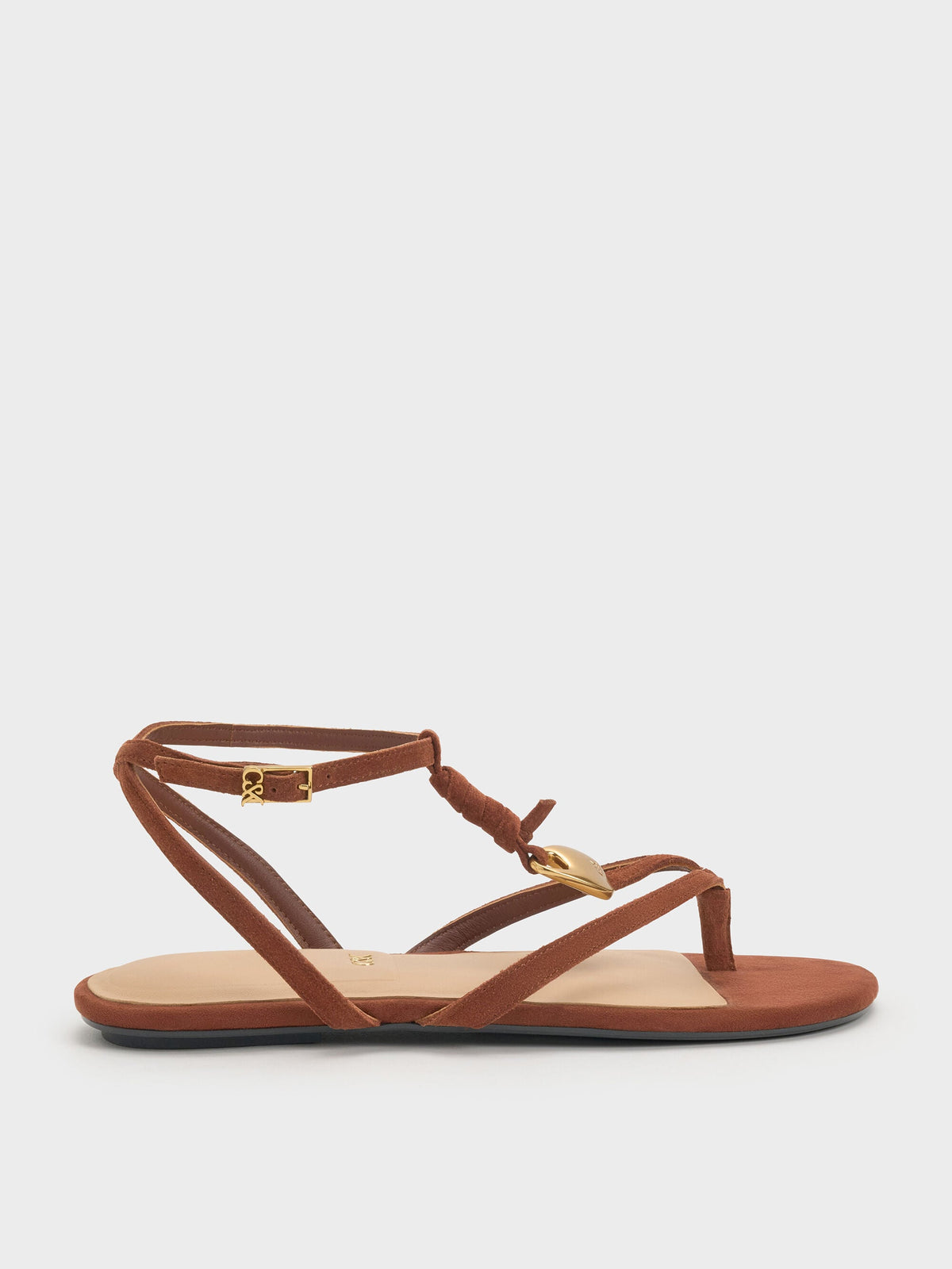 CHARLES & KEITH Featured | Adema Leather Strappy Thong Sandals - Brown