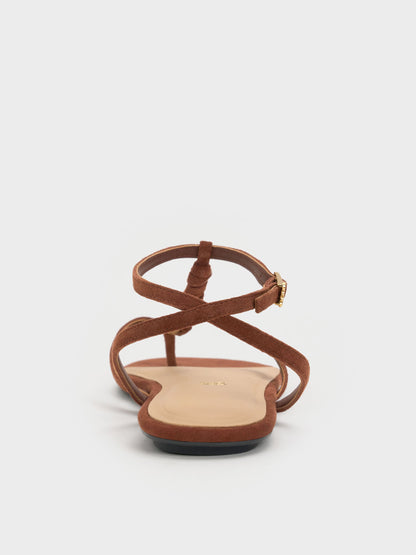 CHARLES & KEITH Featured | Adema Leather Strappy Thong Sandals - Brown