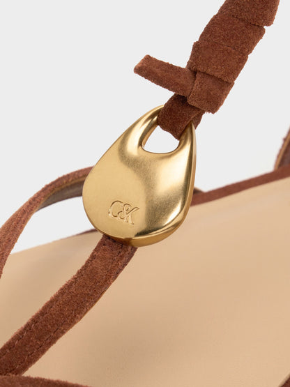CHARLES & KEITH Featured | Adema Leather Strappy Thong Sandals - Brown