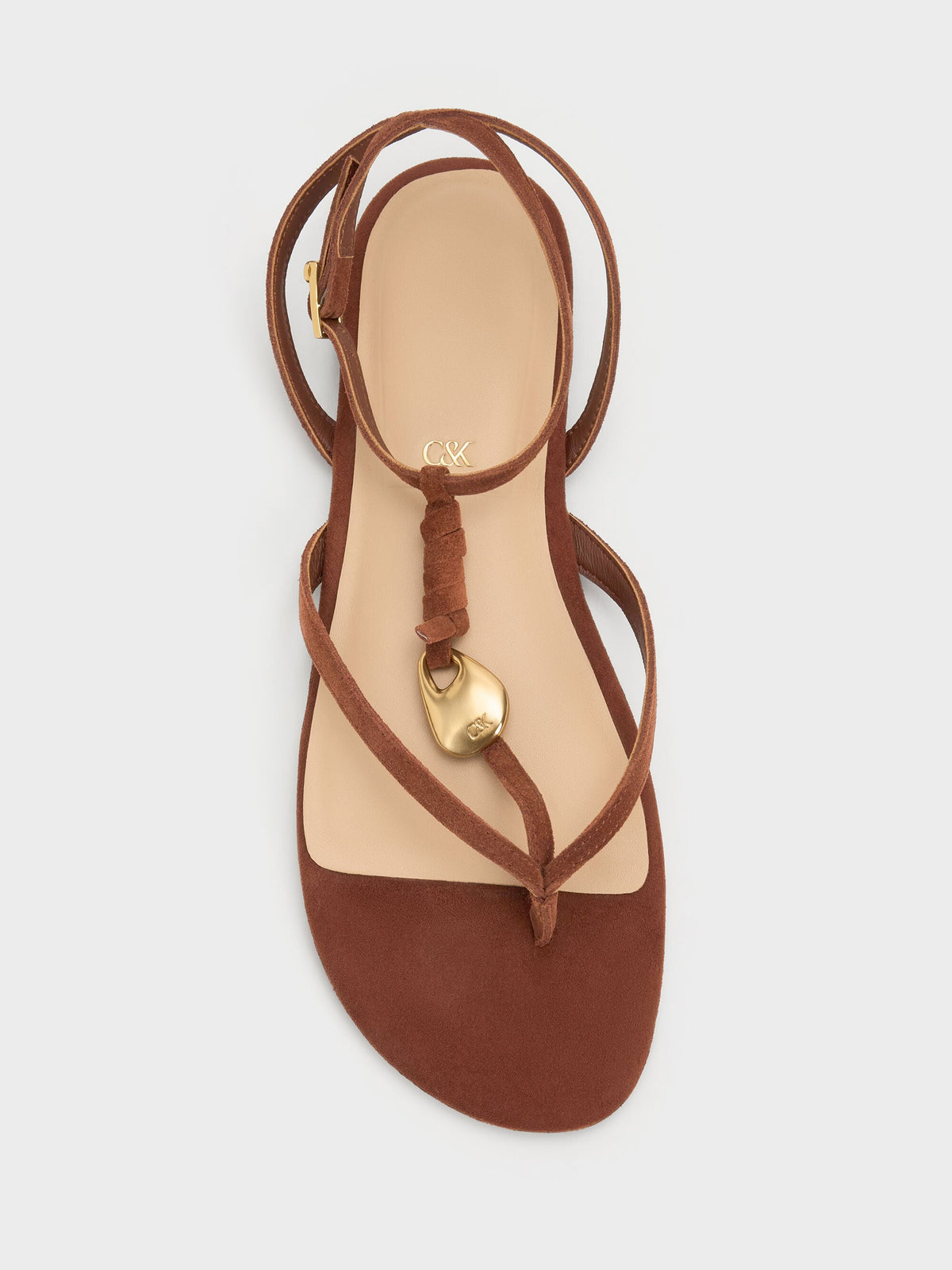 CHARLES & KEITH Featured | Adema Leather Strappy Thong Sandals - Brown