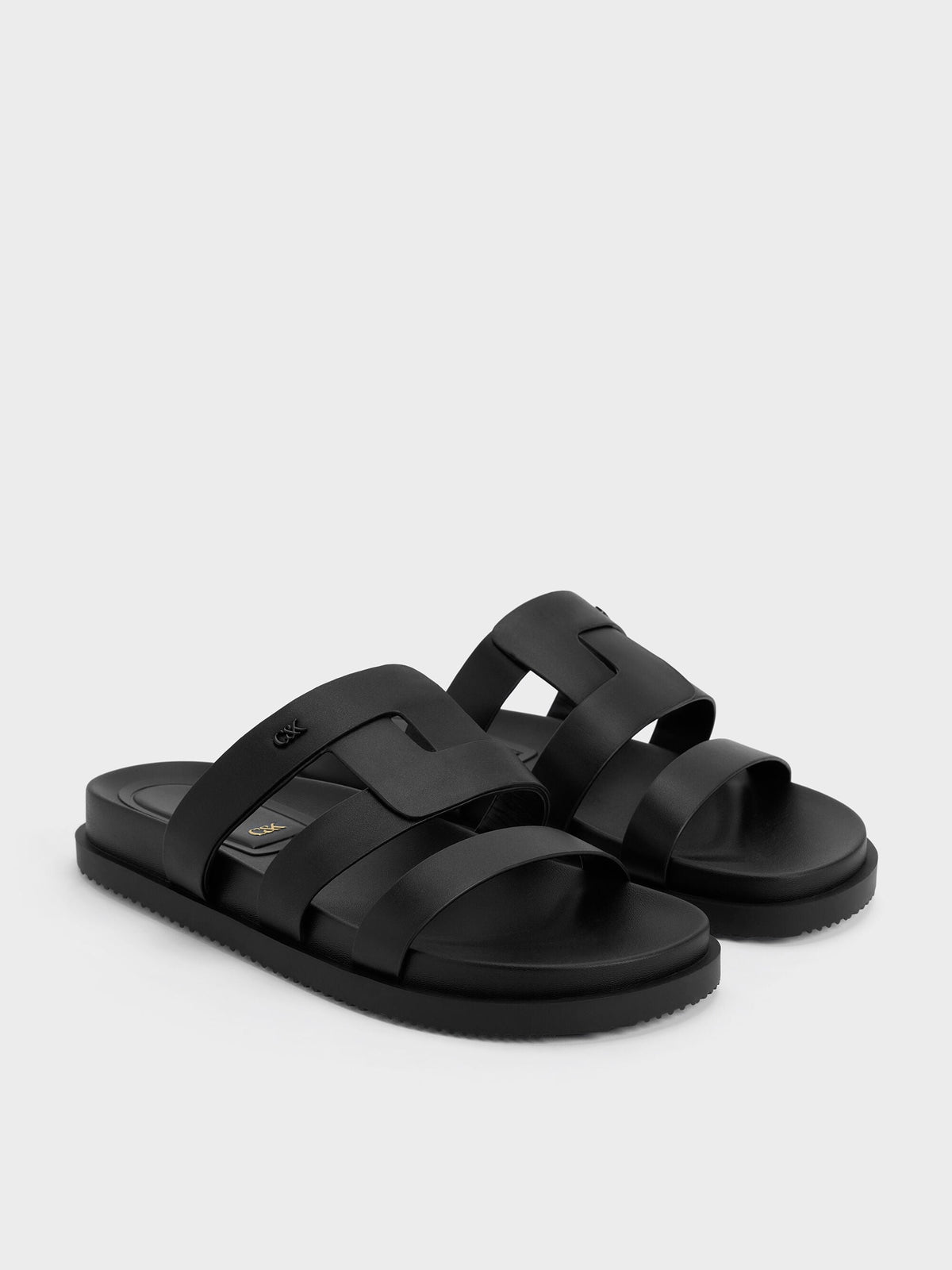 CHARLES & KEITH Value | Petina Leather Flatform Sandals - Black
