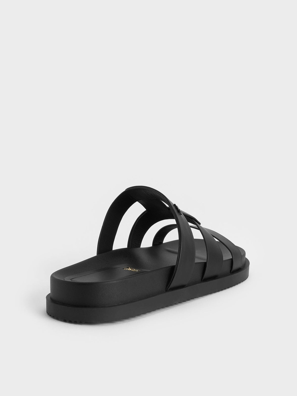CHARLES & KEITH Value | Petina Leather Flatform Sandals - Black