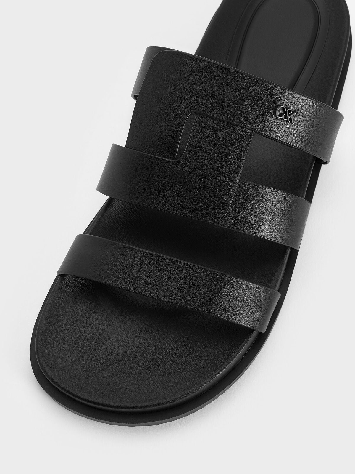 CHARLES & KEITH Value | Petina Leather Flatform Sandals - Black
