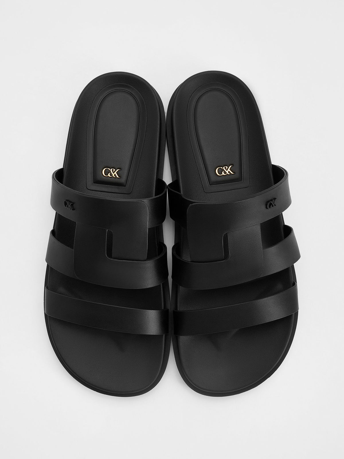 CHARLES & KEITH Value | Petina Leather Flatform Sandals - Black