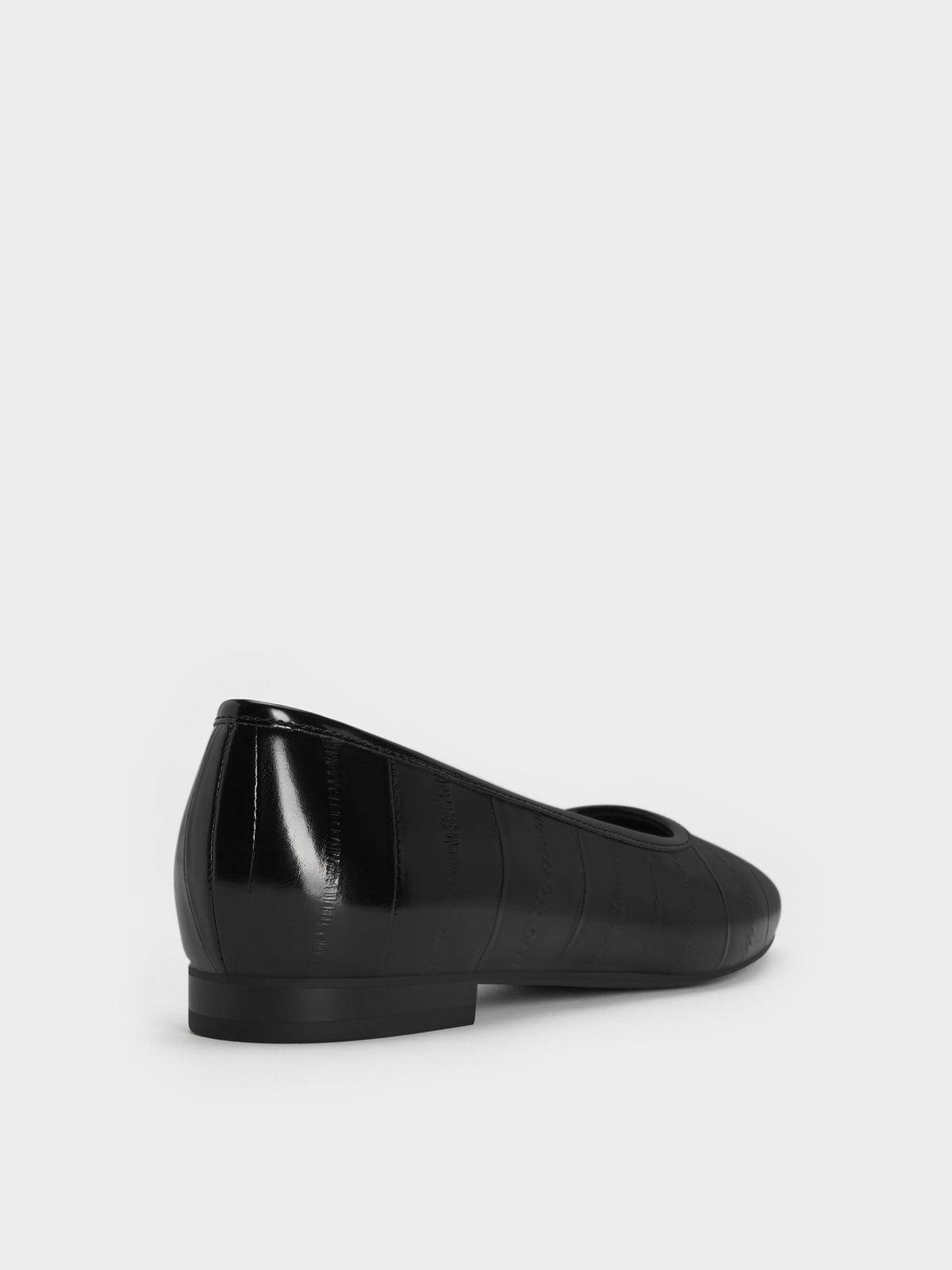 CHARLES & KEITH New | Griselda Eel-Effect Ballet Flats - Animal Print Black