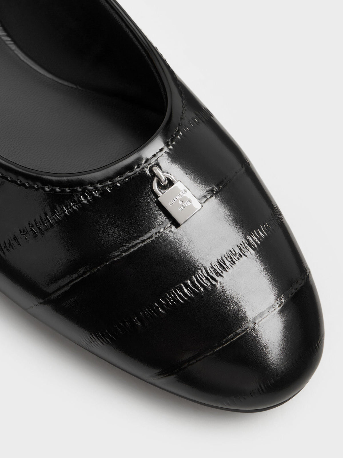 CHARLES & KEITH New | Griselda Eel-Effect Ballet Flats - Animal Print Black